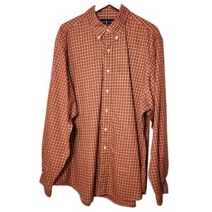 Ralph Lauren Classic Fit Burgundy/Cream Plaid Button Down Shirt 18/XXL Preppy